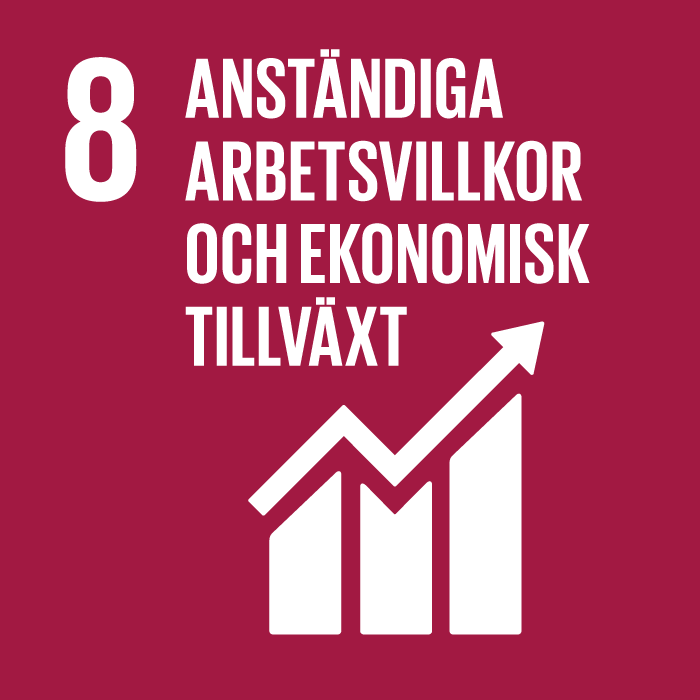 Anständiga arbetsvillkor och ekonomisk tillväxt. FN:s Hållbarhetsmål. Vårt hållbarhetsarbete.